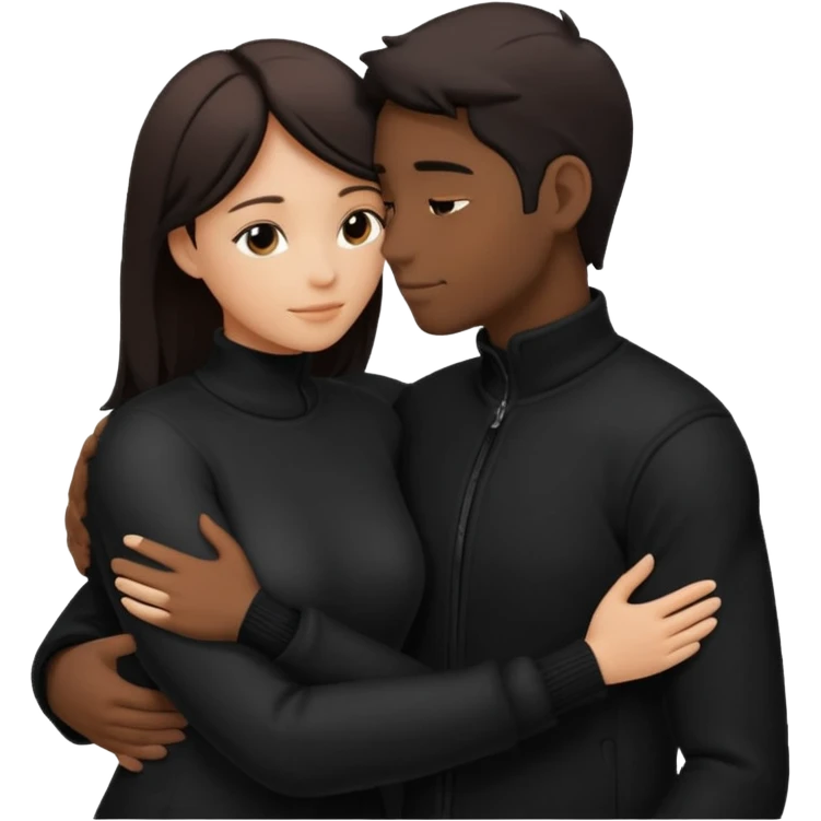 Two people comforting the other. They are facing each other. Silhouette only.  emoji