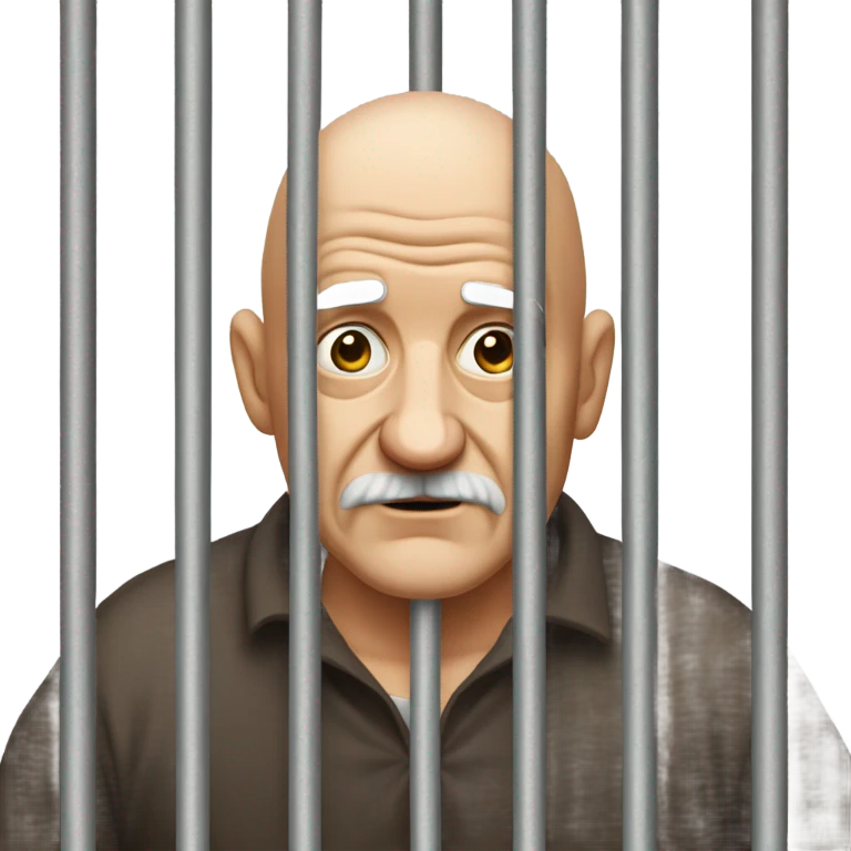 Bald old man behind bars in jail emoji