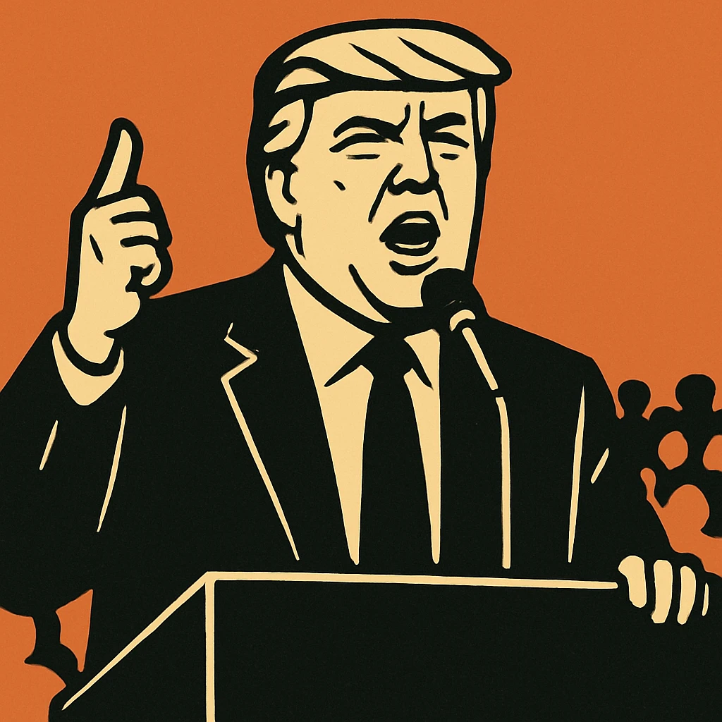Donald Trump speaking at a rally emoji