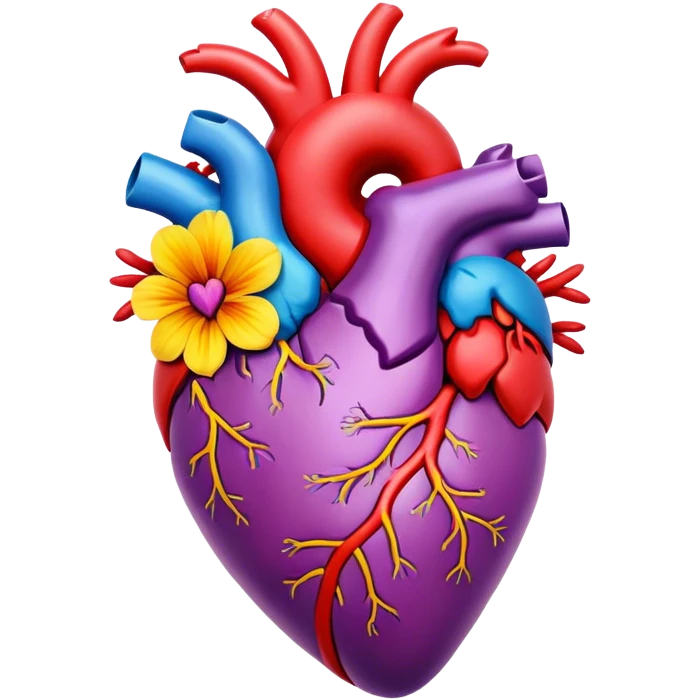 Blooming flowers anatomical heart emoji