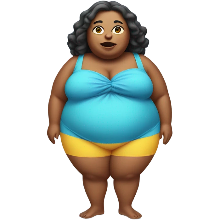 an extremely obese woman in a costume you would wear to the beach emoji