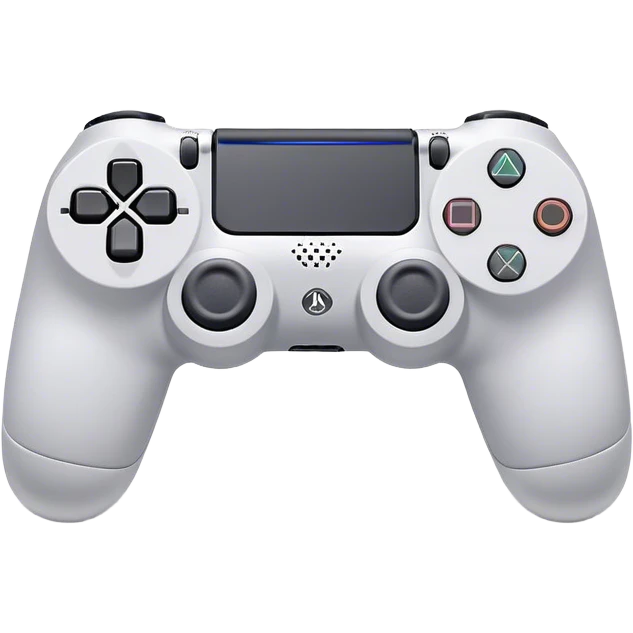 Clash of Clans aesthetic: Cinematic Playful PlayStation 4 DualShock Controller Portrait Emoji, rendered in a 3D vector-style similar to standard emojis with minimal shading and bold, simplified shapes. A compact, distinct form with signature details, softly glowing with a cutting-edge console technology charm. Simplified yet unmistakably iconic, highly detailed and consistent, glowing with a soft radiance and high shine. Stylized with a touch of technological advancement and a soft glowing outline, capturing the essence of a beloved gaming relic with a friendly, playful manner! emoji