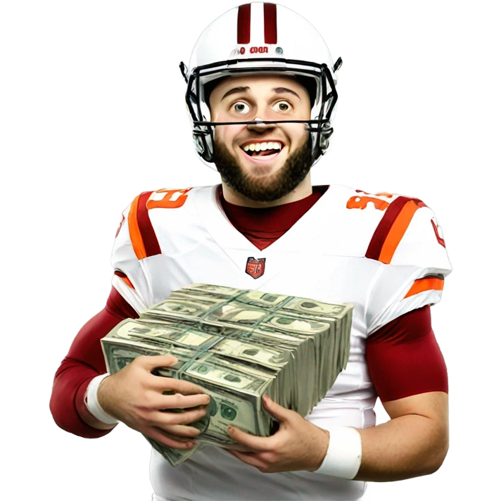 Baker mayfield holding money emoji