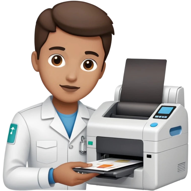 IT technician fixing a printer in hospital emoji