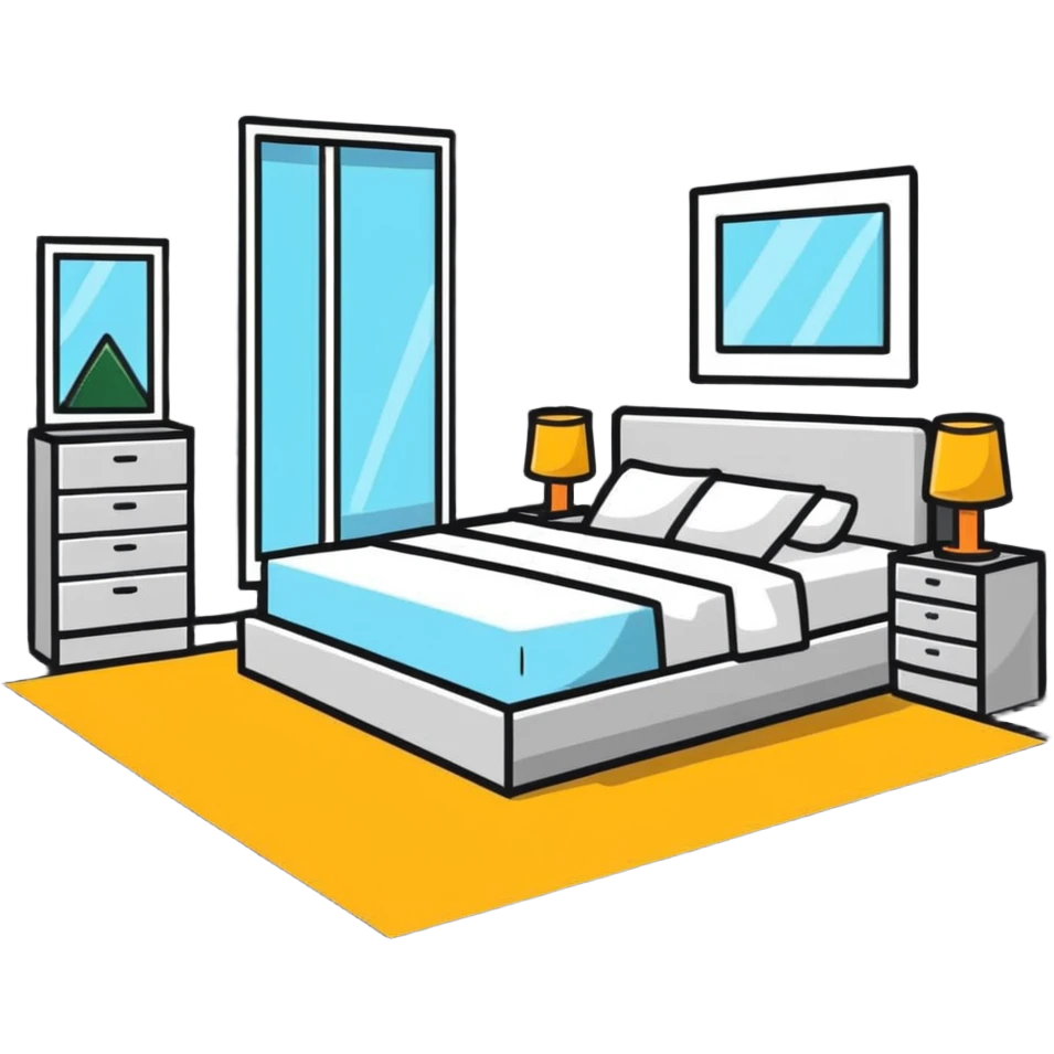 large bedroom with beautiful decorations, string lights, canopy bed, decorative elements emoji