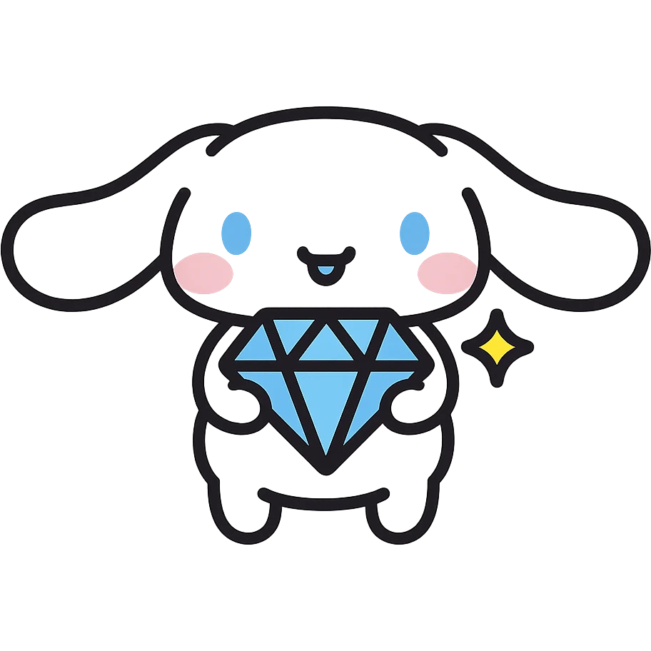 Cinnamoroll holding a sparkling diamond emoji