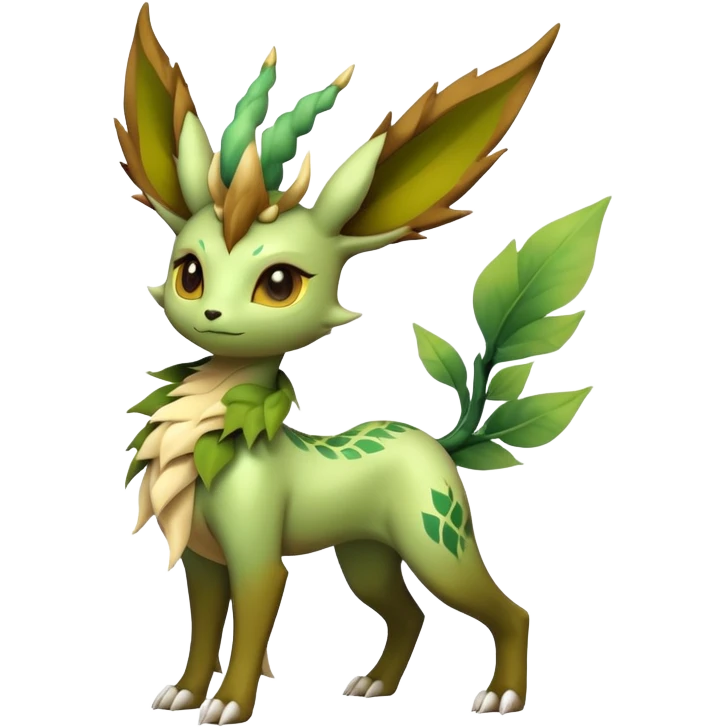 Fancy Dragon-type Fakémon-Leafeon full body emoji