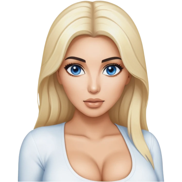 kim kardashian blonde hair blue eyes cleavage white top emoji