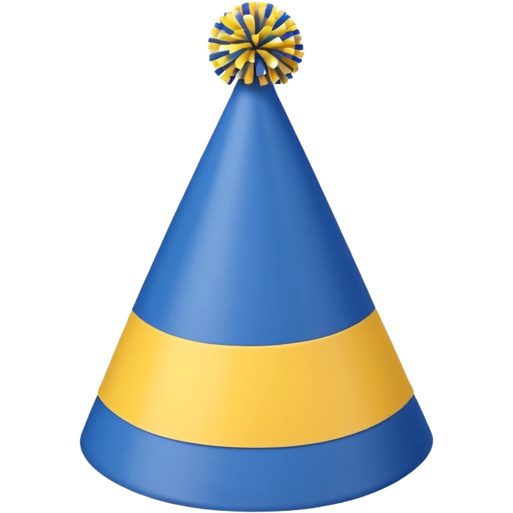 simple birthday hat, classic blue with yellow pompom emoji