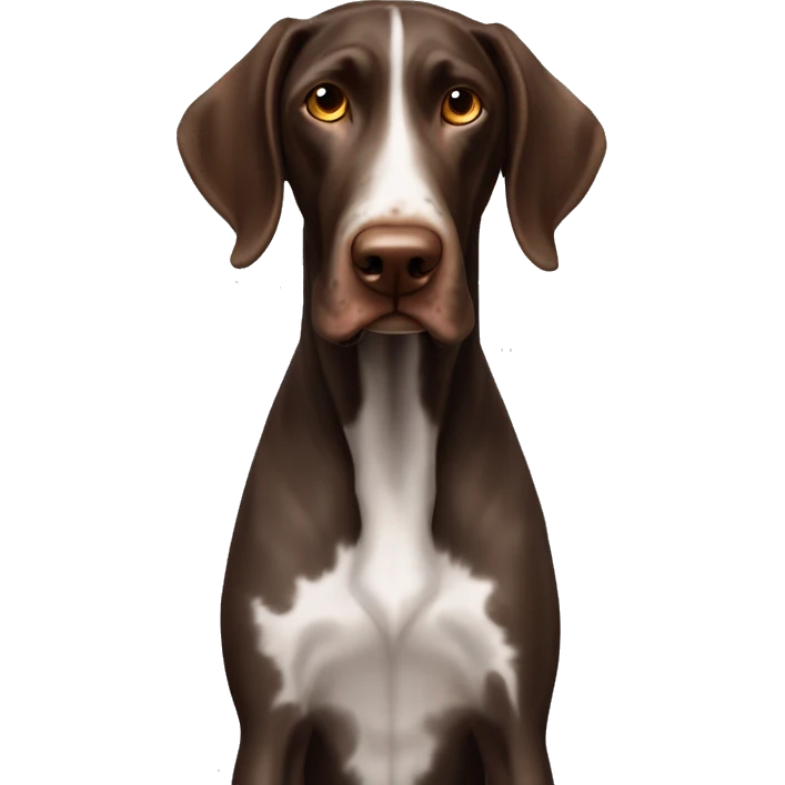 brown gsp dog French Pointer, dark brown roan with eyes, dark brown fur emoji