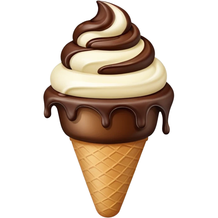 melted white and dark chocolate ice cream emoji