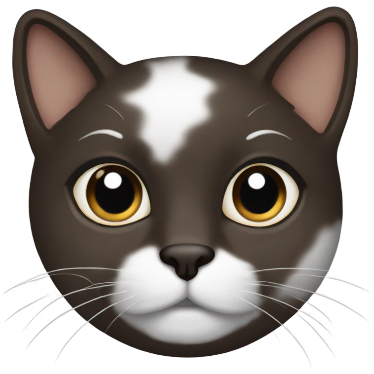 Dark brown beauty short and white Cat with black spot near the nose emoji