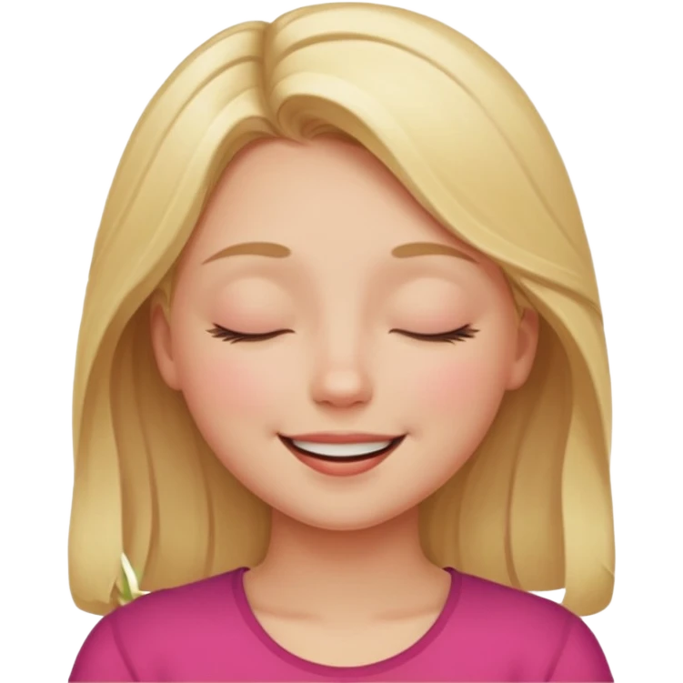 Happy blonde girl with eyes closed and mouth smiling emoji