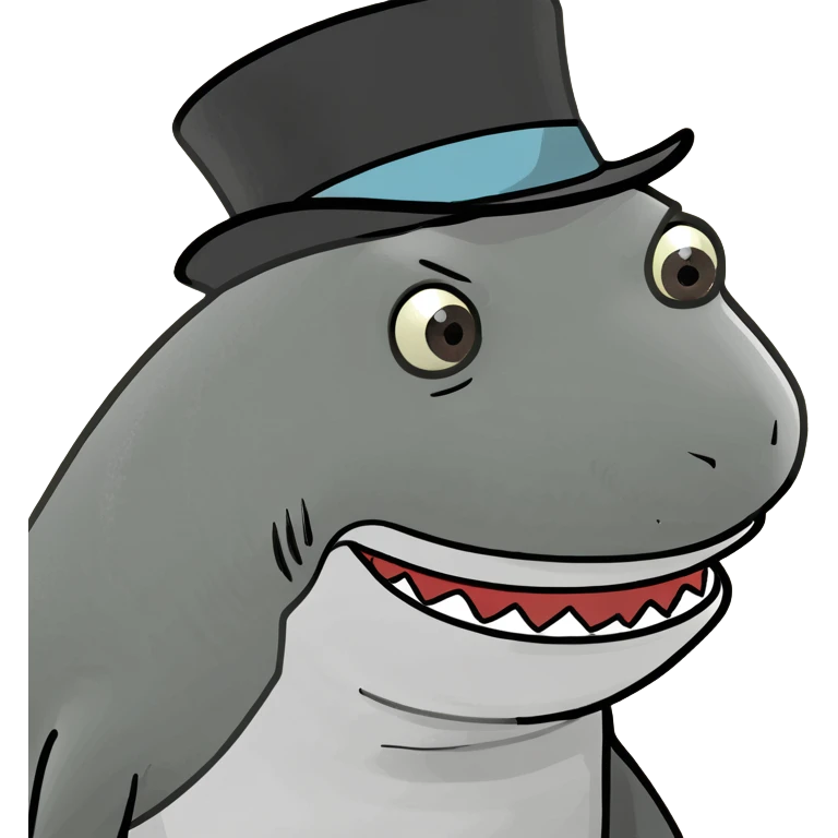 Shark with a top hat emoji