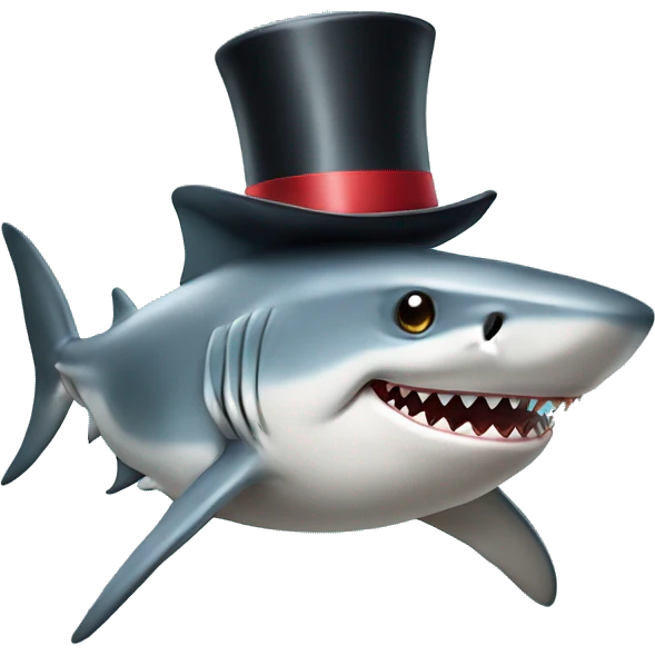 Shark with a top hat emoji