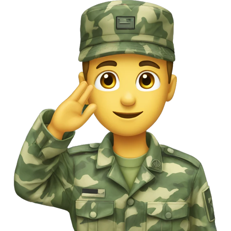 Blue shades military camouflage uniform boy saluting with his hand emoji