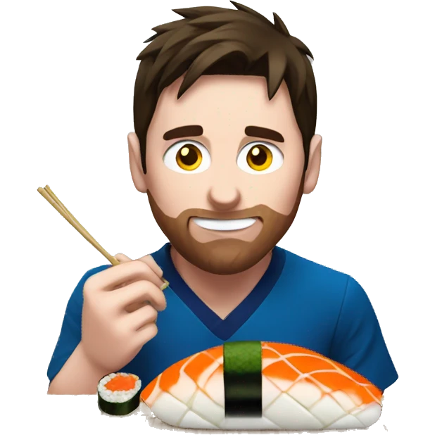 Messi eating sushi emoji