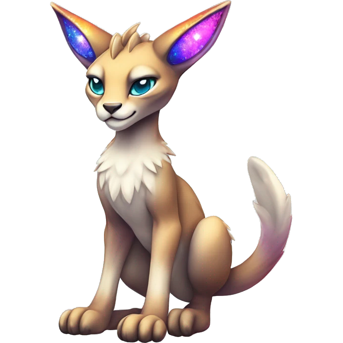 Cute Kawaii Epic Ethereal Sparkly Colorful Sergal-Caracal-Vernid full body emoji