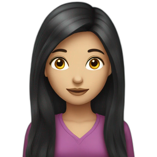 Girl with beautiful long dark hair emoji