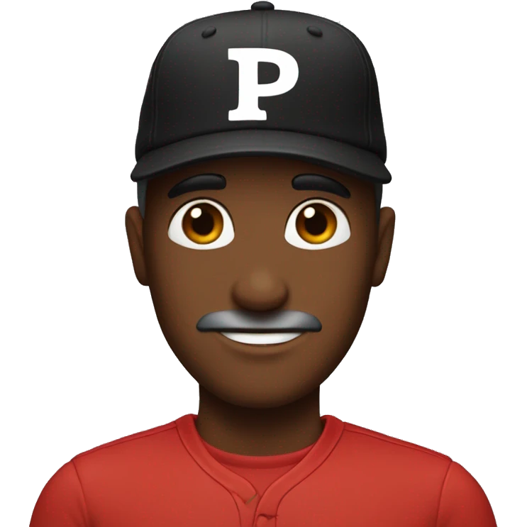 A red skin man with a black cap with 'P' on it emoji