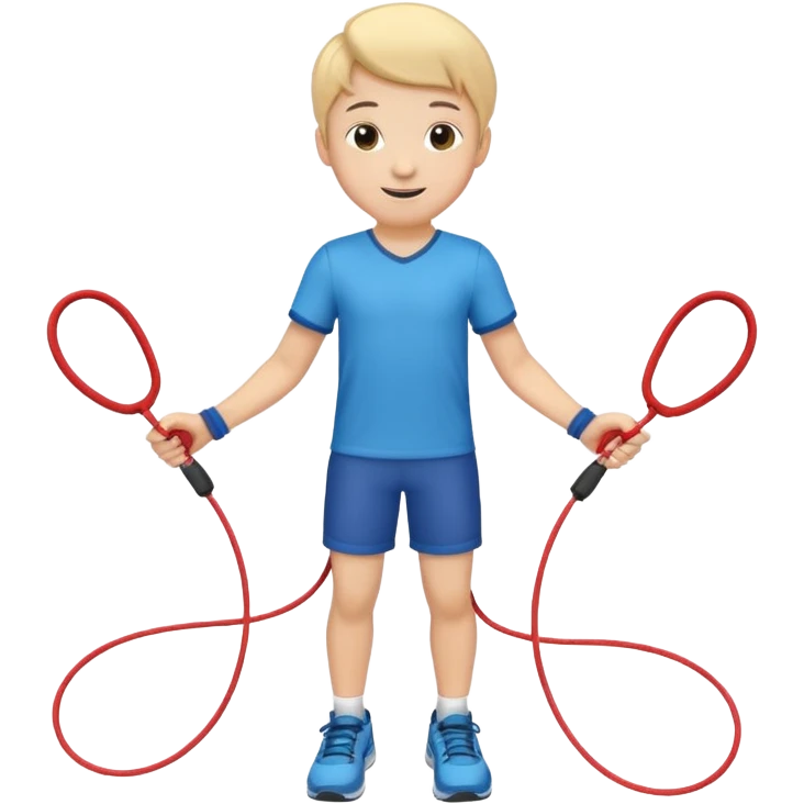 Boy with Skipping Rope on start to skip pose emoji