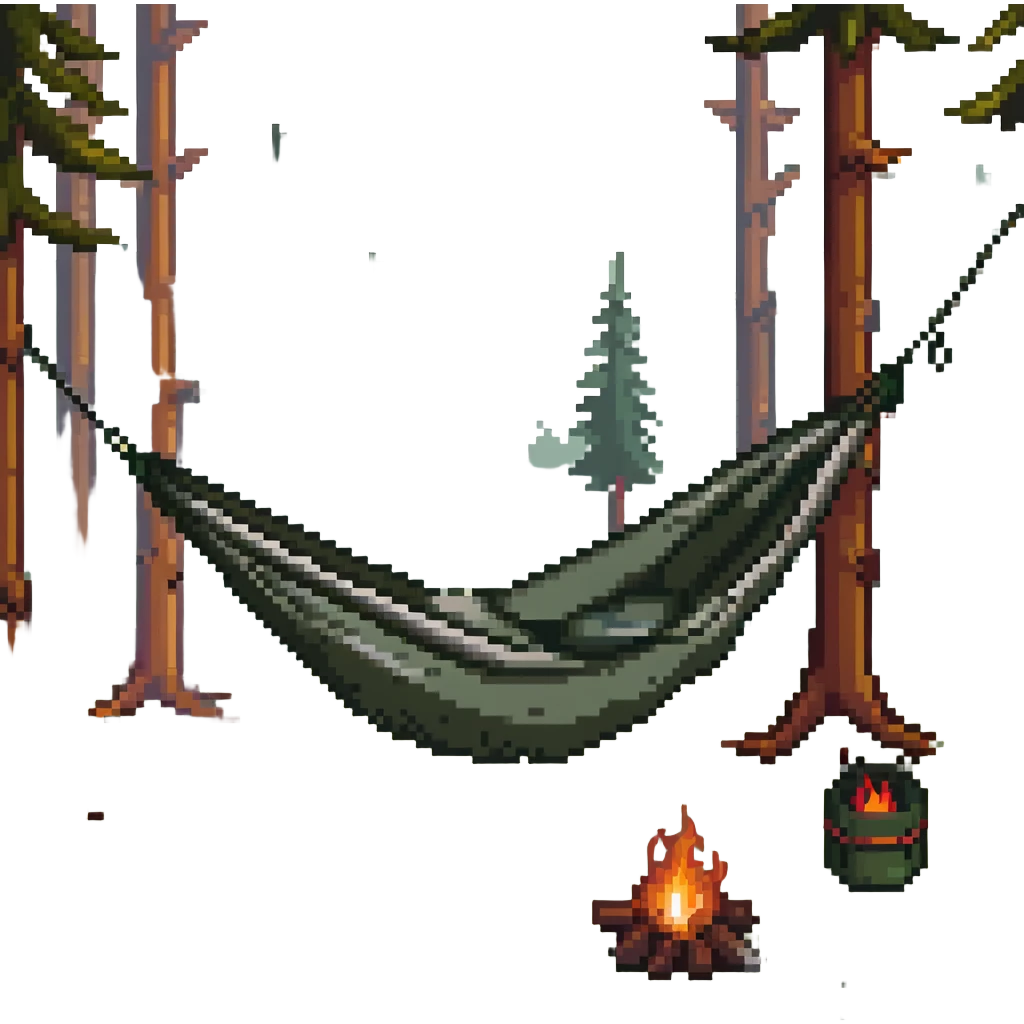 camping hammock setup in wilderness emoji