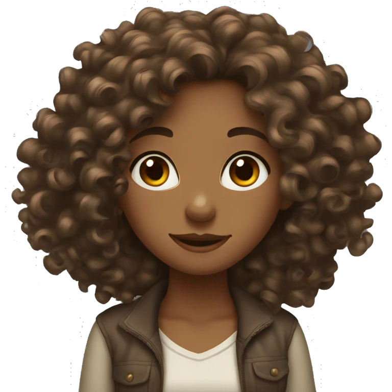 Curly haired brown girl  emoji