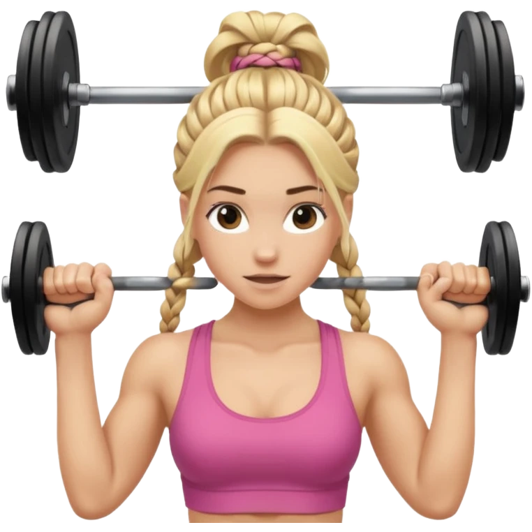 pale gym girl with blonde braided hair lifting weights emoji