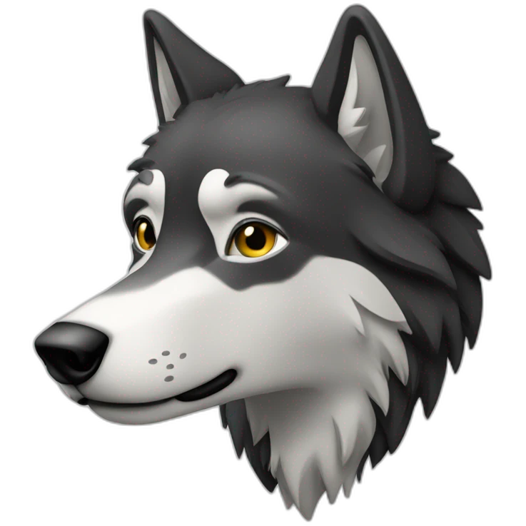 Loup noir et blanc emoji
