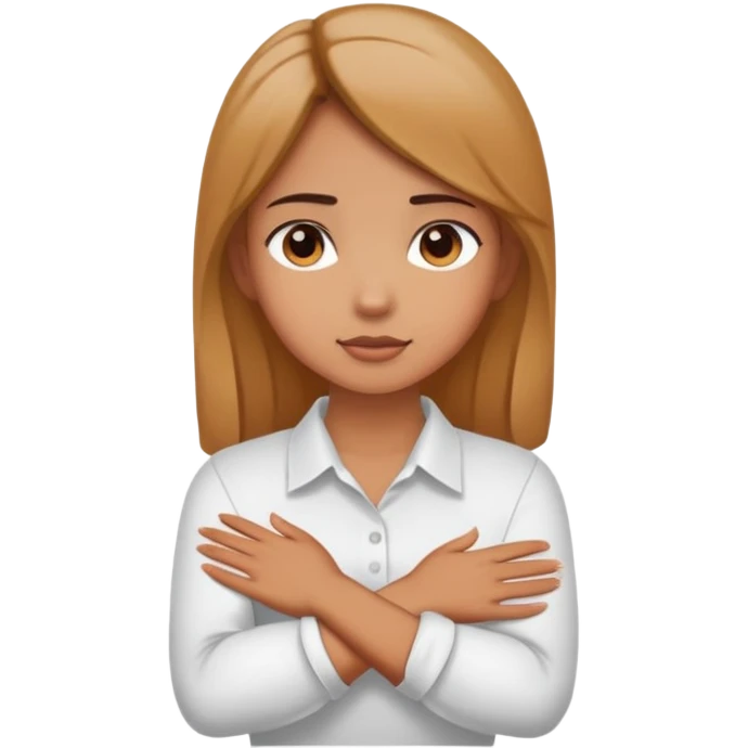 Girl with her hands crossed on her neck emoji