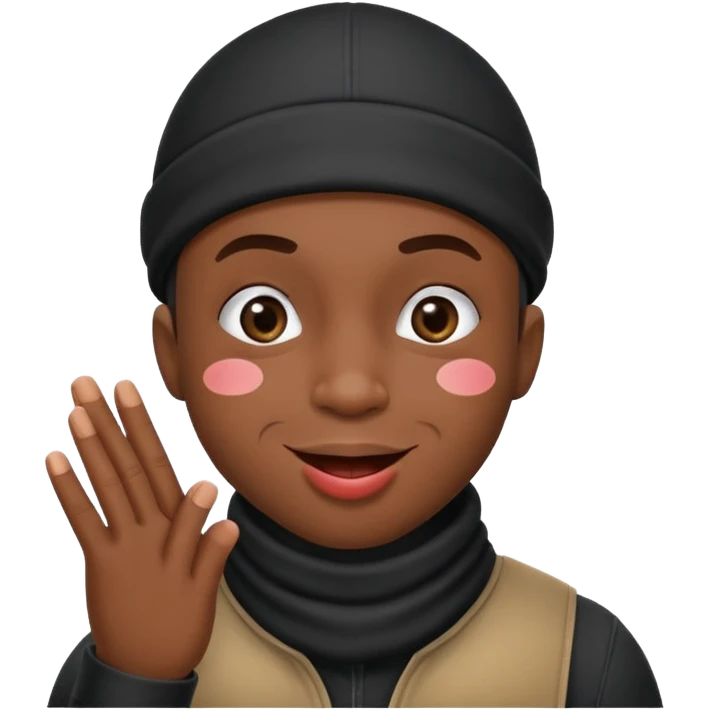 Black robber blowing a kiss emoji