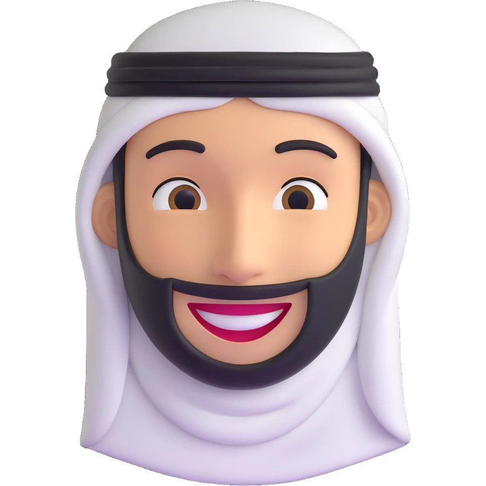 smile emoticon with a Arabic man head cover emoji