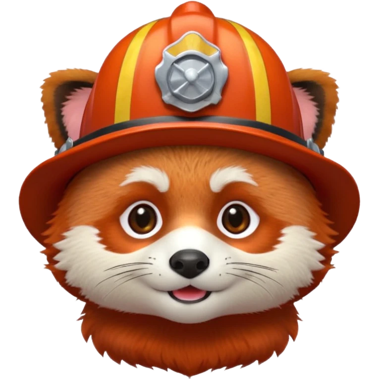 a red Panda head with a fireman's hat  emoji