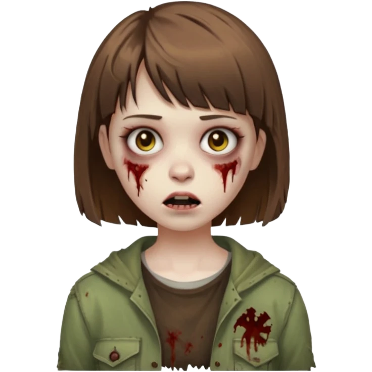 girl zombie with Brown and short bangs hair emoji