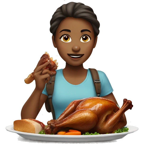 Girl eating a turkey leg emoji