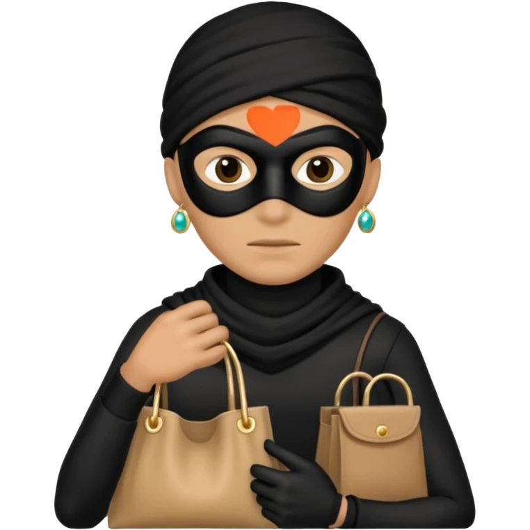 Thief with black mask and stolen jewelry bag emoji