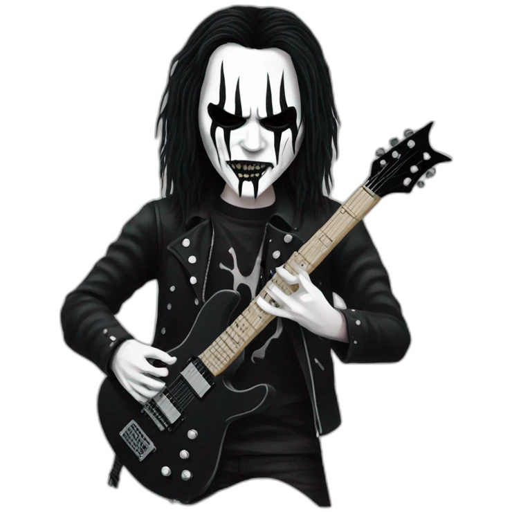 Black metal guitarist with corpse paint playing an electric guitar emoji