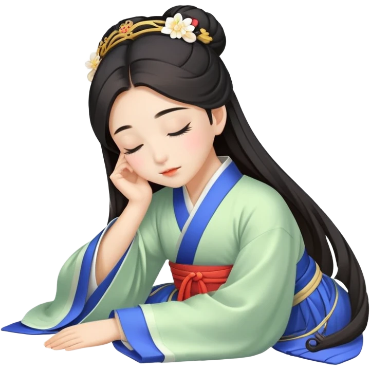 Beautiful girl sleeping in Hanfu emoji
