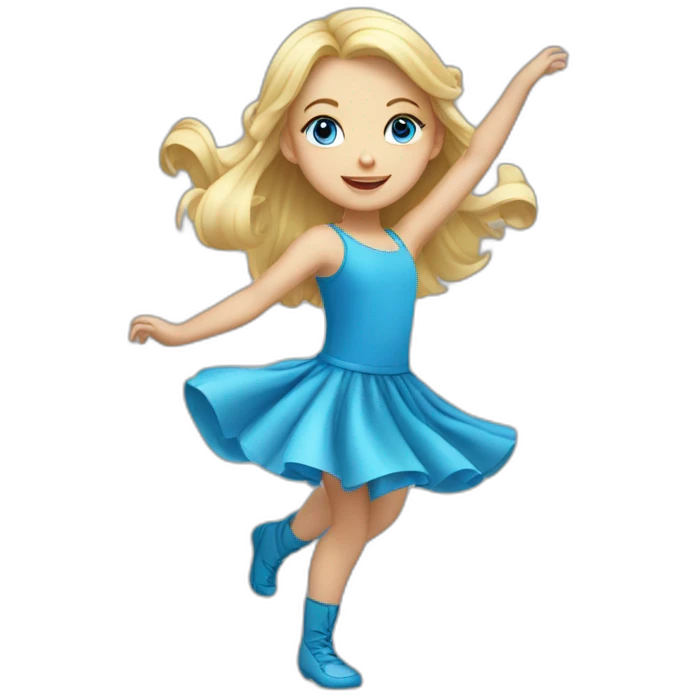little blonde girl with blue eyes dancing emoji