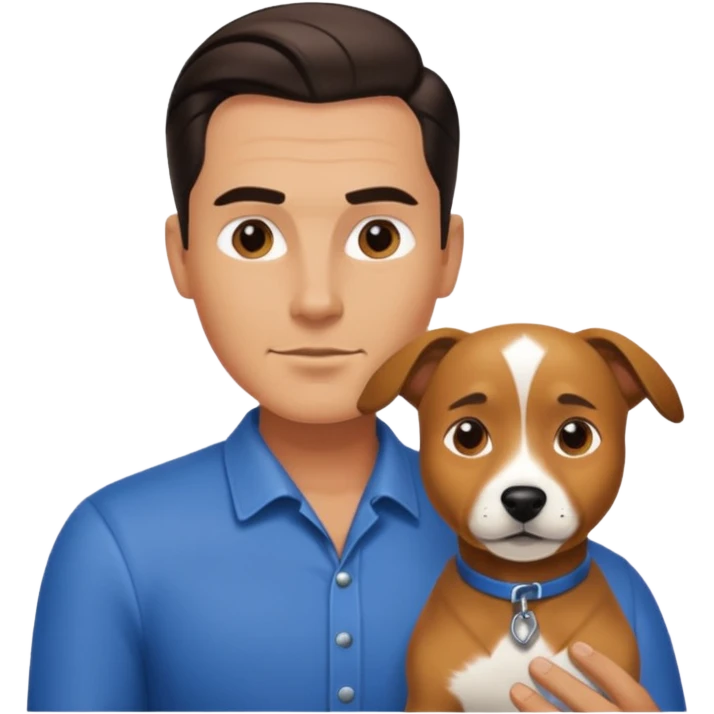 Guy with slick back hair with a dog emoji