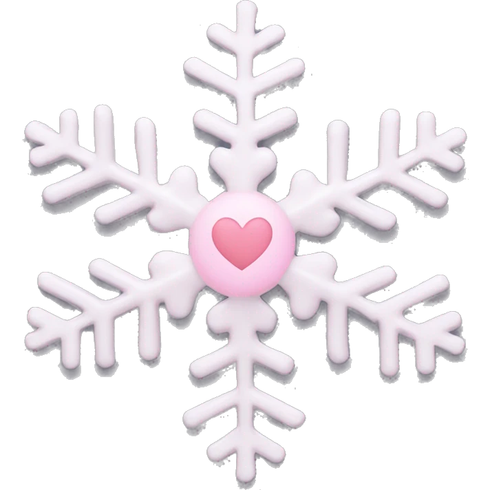 Snowflake with a light pink heart in the middle ￼ emoji