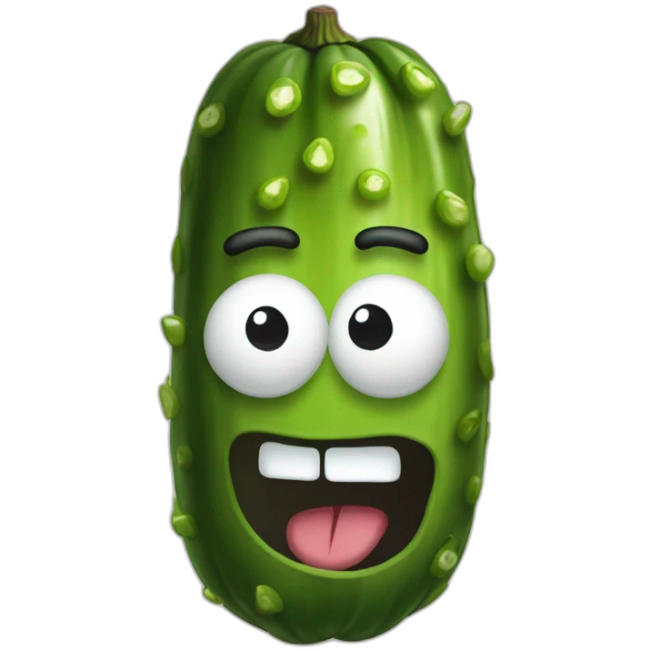 pickle Rick with funny face emoji