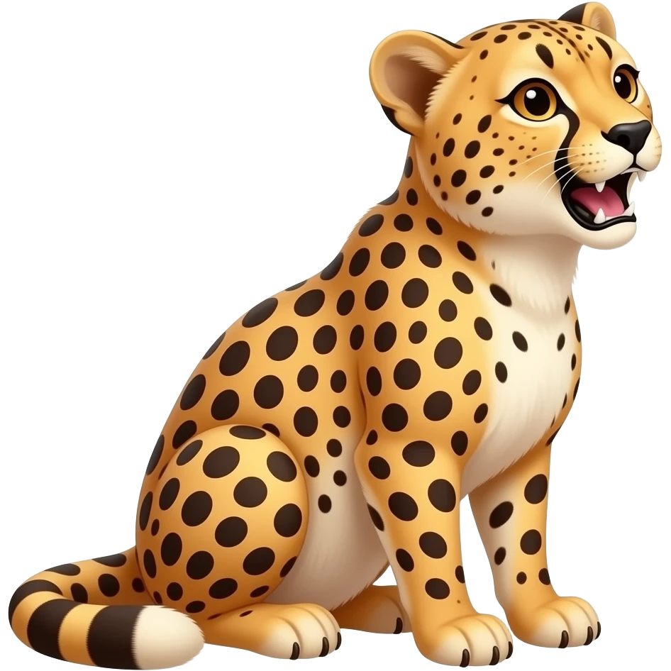 Cartoon cheetah sits and chirps emoji