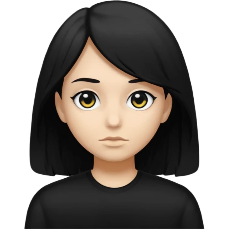 Shadowy figure all blacked out, medium sized hair, white eyes emoji