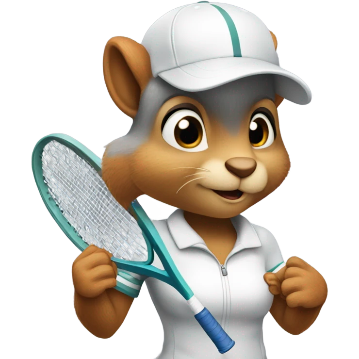 female squirrel playing tennis emoji