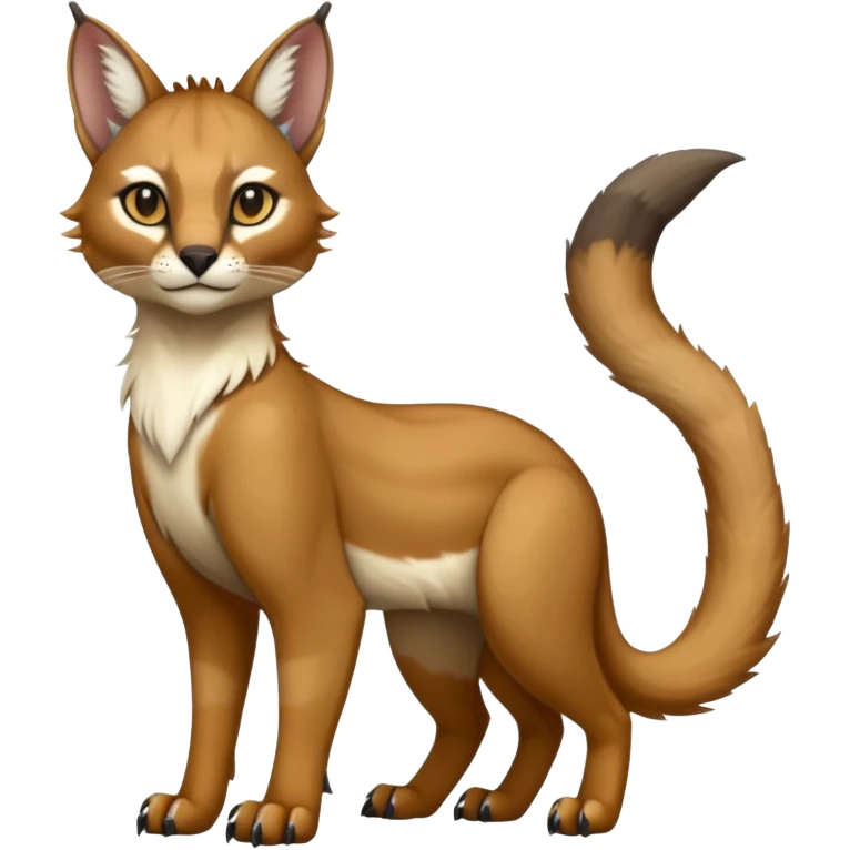 white glorious divine exotic cute cool beautiful shiny beautiful fantasy-caracal-civet-genet-sergal-vernid-Cacomistle-oncilla-animal-Fakémon-hybrid-fursona (full body) emoji