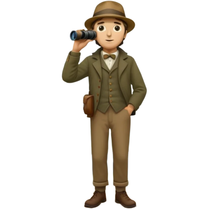 henry David thoreau full body looking up  birdwatching with binoculars emoji