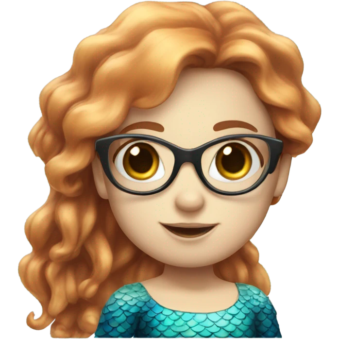 little cute mermaid with blue eyes and spectacles emoji