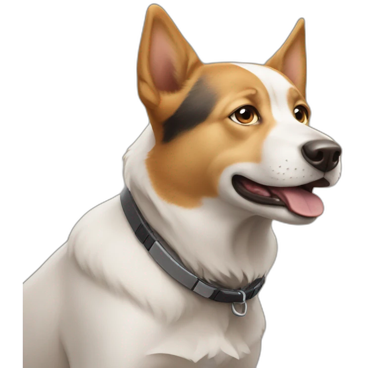 Dog play with elon musk emoji