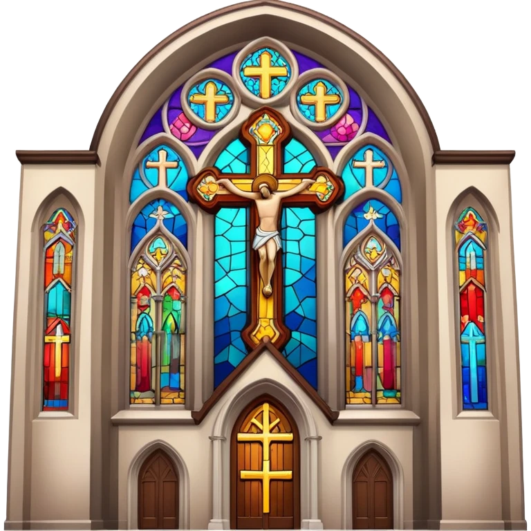 Church with cross and stained glass windows emoji